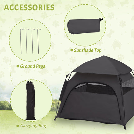 Foldable Extra Large Dog Cat Tent with Water-Resistant Oxford Fabric - Charcoal Grey