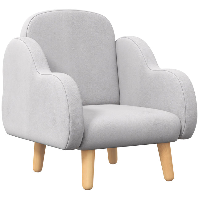 Cloud Shape Toddler Armchair with Velvet Cover - Grey