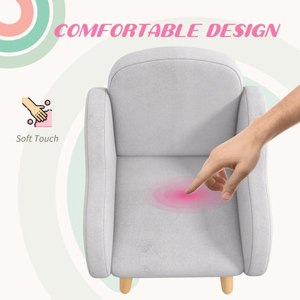 Cloud Shape Toddler Armchair with Velvet Cover - Grey