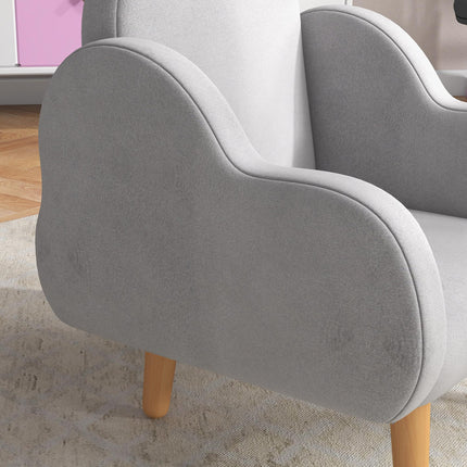 Cloud Shape Toddler Armchair with Velvet Cover - Grey