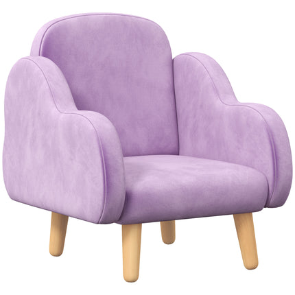 Cloud Shape Toddler Armchair in Plush Velvet Upholstery - Purple