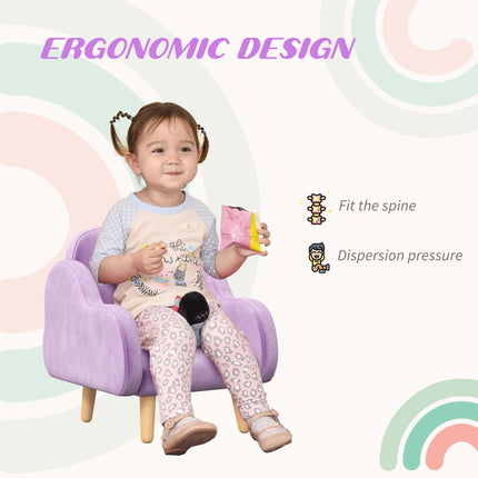 Cloud Shape Toddler Armchair in Plush Velvet Upholstery - Purple