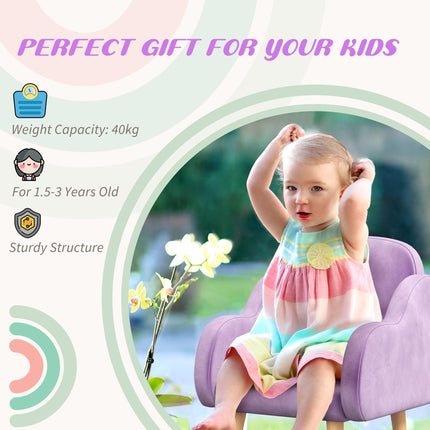 Cloud Shape Toddler Armchair in Plush Velvet Upholstery - Purple