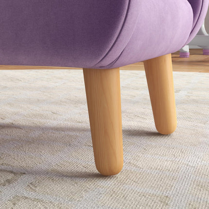 Cloud Shape Toddler Armchair in Plush Velvet Upholstery - Purple