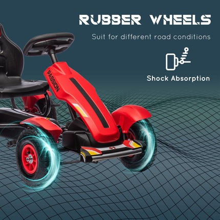 Children Pedal Go Kart with Adjustable Seat, Handbrake & Inflatable Tyres for Ages 5-12 - Red