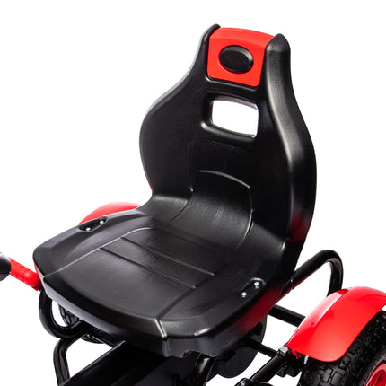 Children Pedal Go Kart with Adjustable Seat, Handbrake & Inflatable Tyres for Ages 5-12 - Red