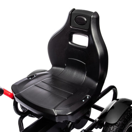 Metal Kids Pedal Go Kart with Adjustable Seat and Inflatable Tyres - Black