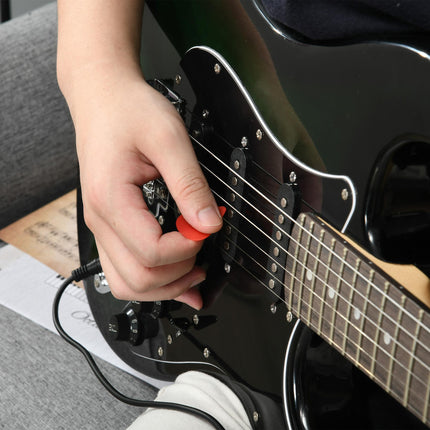 6 String Right-Handed Electric Guitar Kit with 15W Amp, Digital Tuner, Picks, Strap & Case Bag - Black Green
