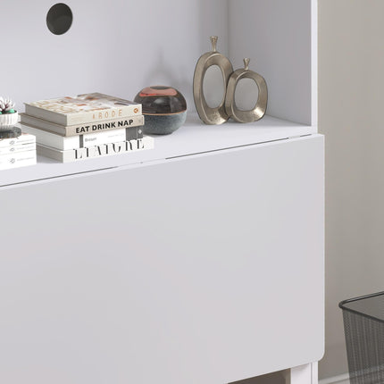 Foldable Desktop, Computer Desk with Storage Shelves, 80 x 69 x 155 cm, White