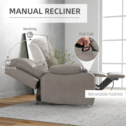 Microfibre Recliner Armchair with Adjustable Leg Rest and Dual Cup Holders - Brown