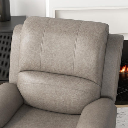 Microfibre Recliner Armchair with Adjustable Leg Rest and Dual Cup Holders - Brown