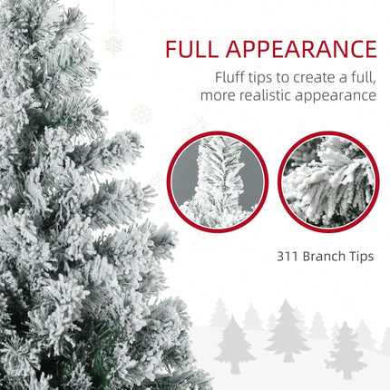 4.5' Artificial Snow Christmas Tree with Frosted Branches, LED Lights & Steel Base - Warm White or Colourful
