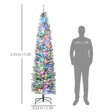 7.5' Prelit Artificial Christmas Tree with Warm White LED Lights, Flocked Tips, Berry & Pine Cone Decorations - Green