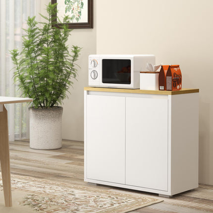 Sideboard Cabinet with Double Doors and Adjustable Shelf for Kitchen, Living Room, Entryway - White