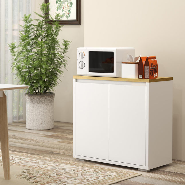 Sideboard Cabinet with Double Doors and Adjustable Shelf for Kitchen, Living Room, Entryway - White