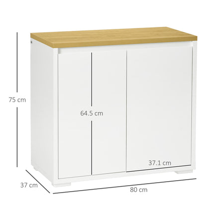 Sideboard Cabinet with Double Doors and Adjustable Shelf for Kitchen, Living Room, Entryway - White