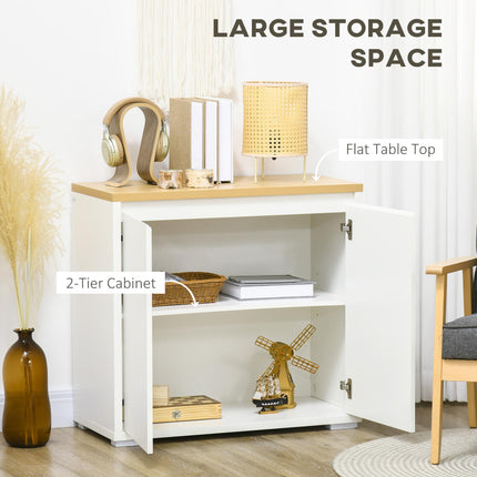 Sideboard Cabinet with Double Doors and Adjustable Shelf for Kitchen, Living Room, Entryway - White