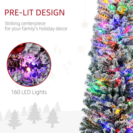 6' Prelit Artificial Christmas Tree with Warm White LED Lights, Flocked Tips, Berries & Pine Cones - Green