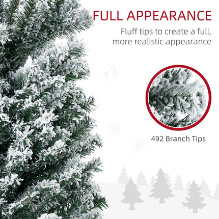 6' Prelit Artificial Christmas Tree with Warm White LED Lights, Flocked Tips, Berries & Pine Cones - Green