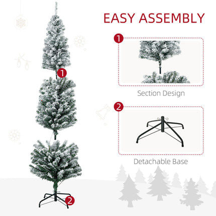 6' Prelit Artificial Christmas Tree with Warm White LED Lights, Flocked Tips, Berries & Pine Cones - Green