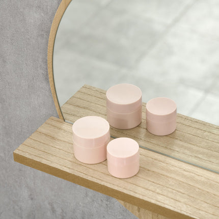 Round Wall Mounted Bathroom Mirror with Shelf for Makeup - Natural Wood Effect