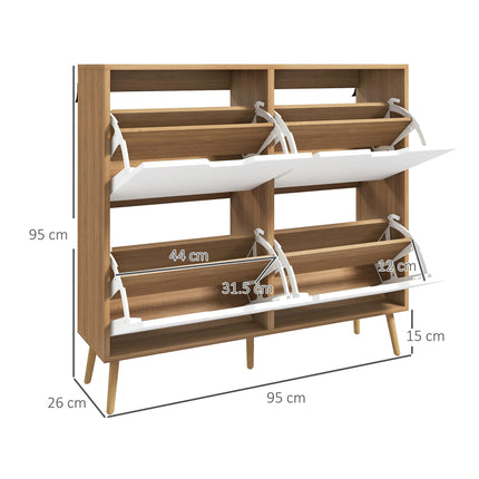 Shoe Storage Cabinet with 4 Flip Drawers for 16 Pairs of Shoes - Natural