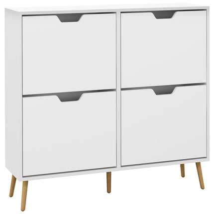 Shoe Storage Cabinet with 4 Flip Drawers for 16 Pairs of Shoes - White