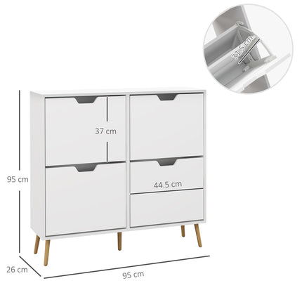 Shoe Storage Cabinet with 4 Flip Drawers for 16 Pairs of Shoes - White