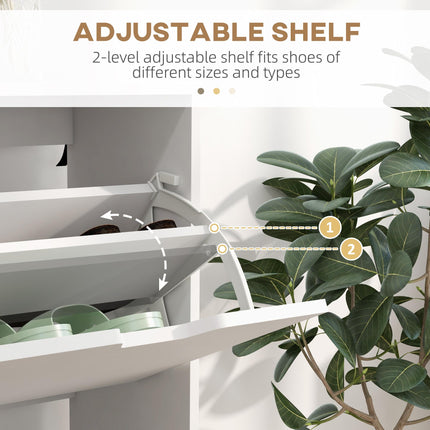 Shoe Storage Cabinet with 4 Flip Drawers for 16 Pairs of Shoes - White
