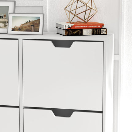 Shoe Storage Cabinet with 4 Flip Drawers for 16 Pairs of Shoes - White