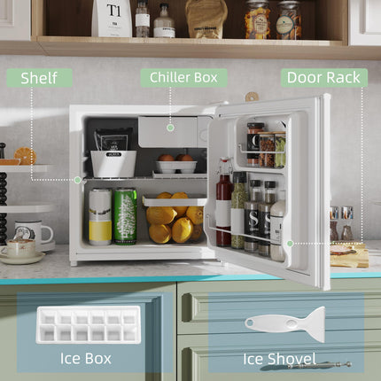 46L Countertop Mini Fridge with Adjustable Temperature & Chiller Box - White
