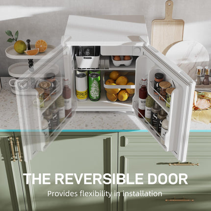 46L Countertop Mini Fridge with Adjustable Temperature & Chiller Box - White