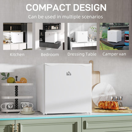 46L Countertop Mini Fridge with Adjustable Temperature & Chiller Box - White