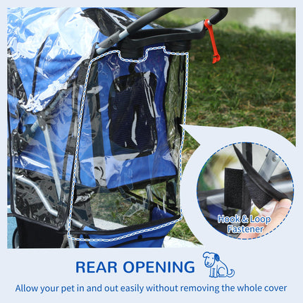 Folding Dog Stroller for Small Miniature Dogs with Rain Cover, Cup Holder & Storage Basket - Blue