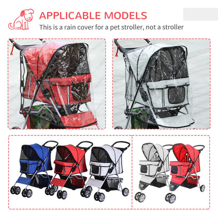 Folding Dog Stroller for Small Miniature Dogs with Rain Cover, Cup Holder & Storage Basket - Red