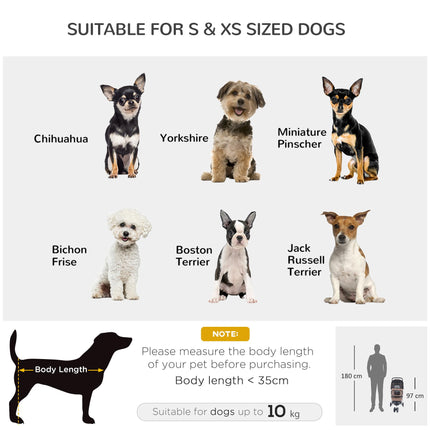 Folding Dog Stroller with Cover, Cup Holder & Storage Basket for Small Miniature Dogs - Brown