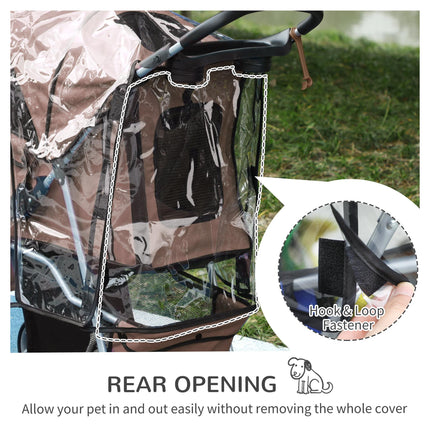 Folding Dog Stroller with Cover, Cup Holder & Storage Basket for Small Miniature Dogs - Brown