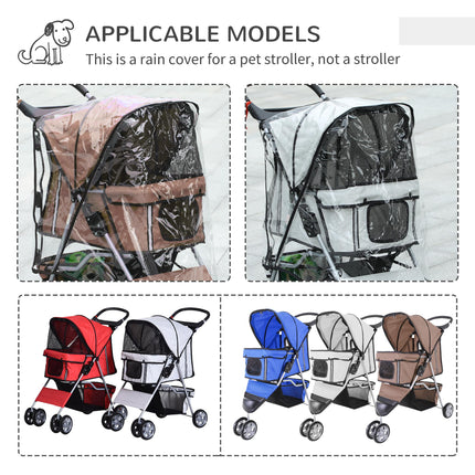 Folding Dog Stroller with Cover, Cup Holder & Storage Basket for Small Miniature Dogs - Brown