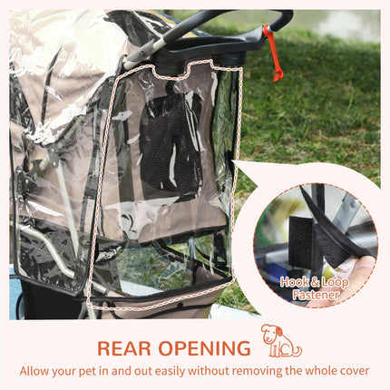 Folding Dog Stroller with Rain Cover, Cup Holder & Storage Basket for Small Miniature Dogs - Brown