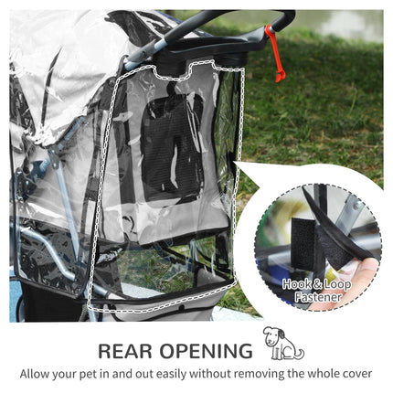 Folding Dog Stroller with Cover, Cup Holder, Storage Basket & Reflective Strips for Small Miniature Dogs - Grey