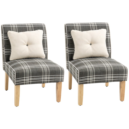 Modern Dining Chairs Set of 2 with Patterned Upholstery and Throw Pillows, Rubber Wood Legs - Grey
