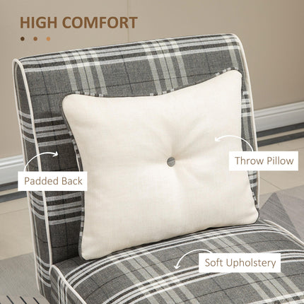 Modern Dining Chairs Set of 2 with Patterned Upholstery and Throw Pillows, Rubber Wood Legs - Grey