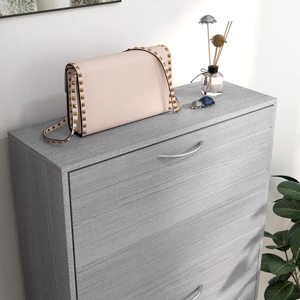 Shoe Storage Cabinet with 3 Flip Drawers for 12 Pairs, Narrow Slim Shoe Organizer for Hallway Entryway - Grey