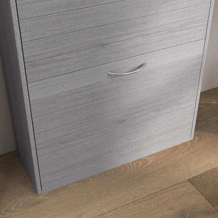 Shoe Storage Cabinet with 3 Flip Drawers for 12 Pairs, Narrow Slim Shoe Organizer for Hallway Entryway - Grey