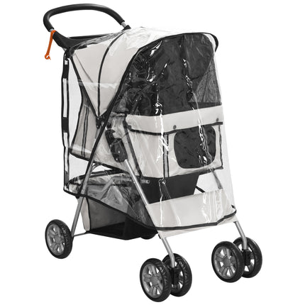 Folding Dog Stroller for Small Miniature Dogs with Rain Cover, Cup Holder & Storage Basket - Grey