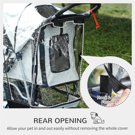 Folding Dog Stroller for Small Miniature Dogs with Rain Cover, Cup Holder & Storage Basket - Grey