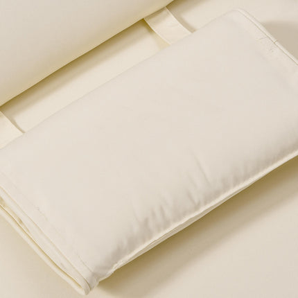 Garden Sun Lounger Replacement Cushion with Pillow Thick Reclining Chair Pad - Cream White