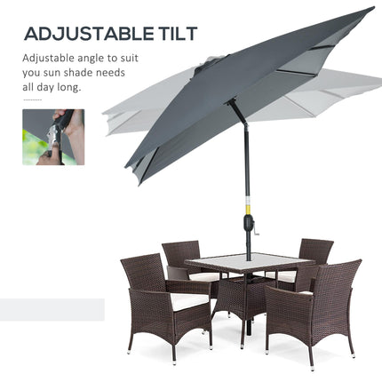 3x2m Rectangular Patio Parasol with Aluminum Tilt Crank Sun Shade - Dark Grey