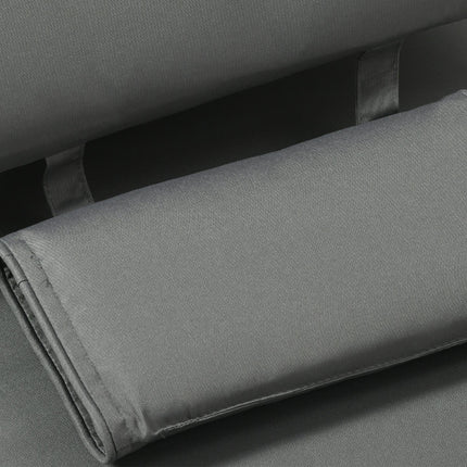 Garden Sun Lounger Replacement Cushion with Pillow Thick Reclining Chair Pad - Grey