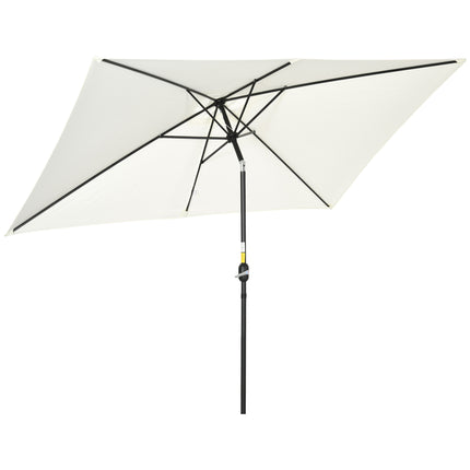 3x2m Rectangular Patio Parasol with Aluminum Tilt Crank - Cream White